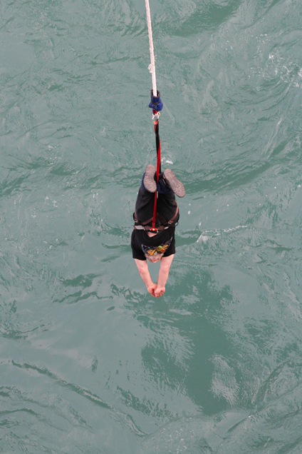 Nick just dipping his hands into the Kawarau River